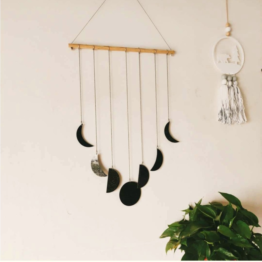 Moon Decor Wall Decorations, Moon Phase Wall Hanging Moon Garland Decor Boho